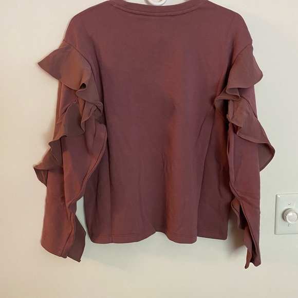 A New Day Ruffle Sweatshirt, Mauve NWT, Small, XXL & 4X, ruffle sleeves & chest - Picture 3 of 6